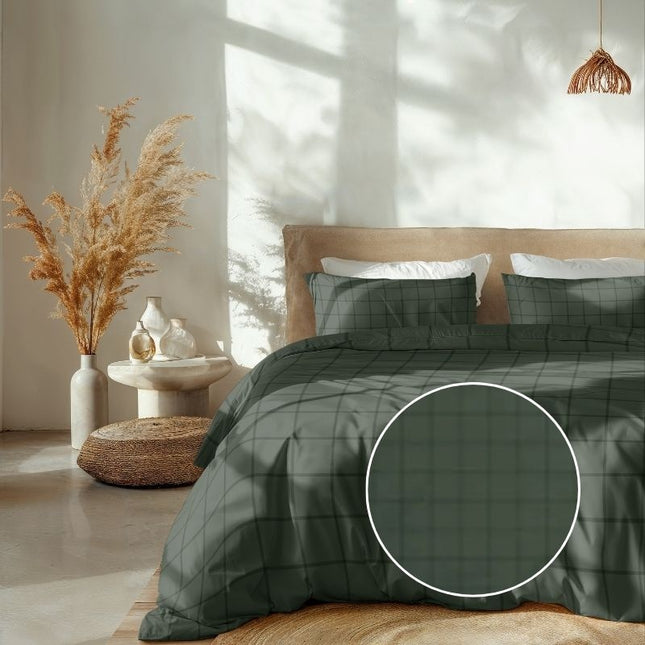 Heckett Lane Dekbedovertrek Katoen-Satijn - Diamante Calla Green