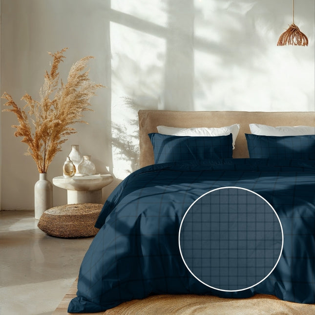 Heckett Lane Dekbedovertrek Katoen-Satijn - Diamante - Donker Blauw