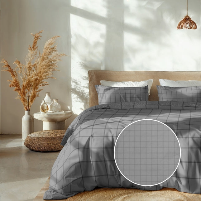 Heckett Lane Dekbedovertrek Katoen-Satijn - Diamante - Grijs