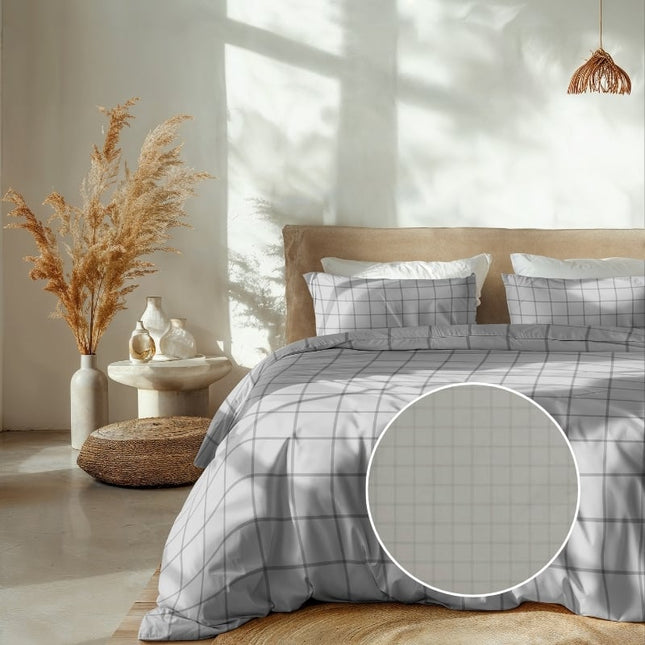 Heckett Lane Dekbedovertrek Katoen-Satijn - Diamante - Licht Grijs