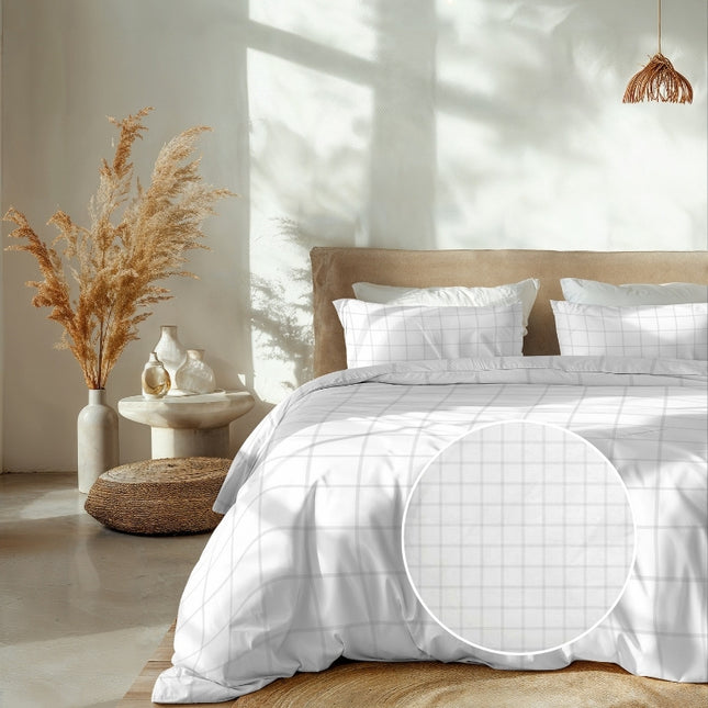 Heckett Lane Dekbedovertrek Katoen-Satijn - Diamante - Wit