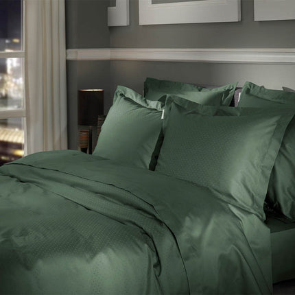 Heckett Lane Dekbedovertrek Punto Katoen-Satijn - Donker Groen