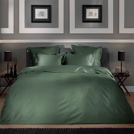 Heckett Lane Dekbedovertrek Punto Katoen-Satijn - Donker Groen