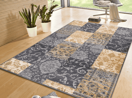 Home Collectie Vloerkleed Bloques - Grijs/Geel