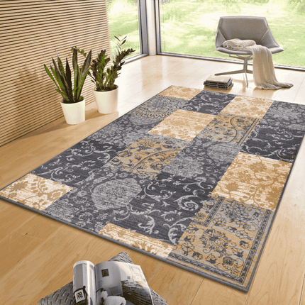 Home Collectie Vloerkleed Bloques - Grijs/Geel