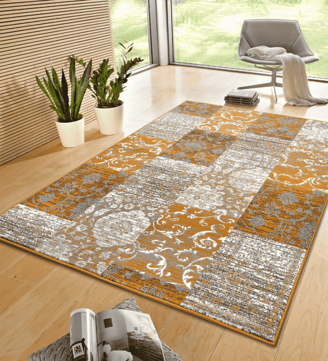 Home Collectie Vloerkleed Bloques - Okergeel