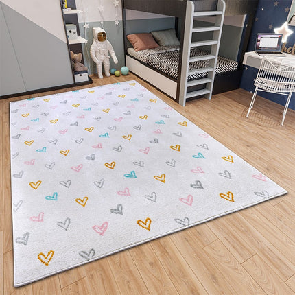 Home Collectie Vloerkleed Kids Coloured Hearts - Crème / Multi