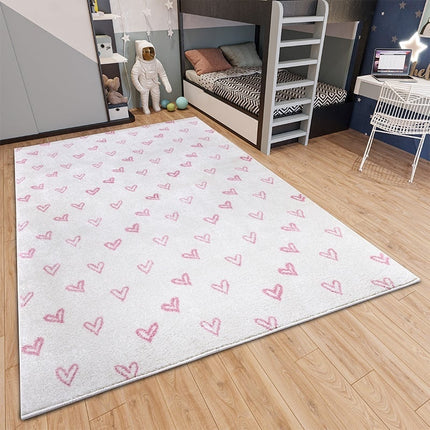 Home Collectie Vloerkleed Kids Coloured Hearts - Crème / Roze