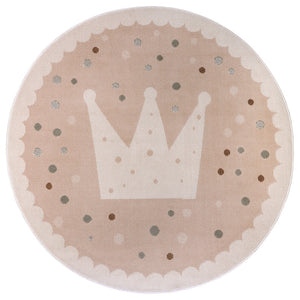 Home Collectie Vloerkleed Kids Crown Rond - Beige