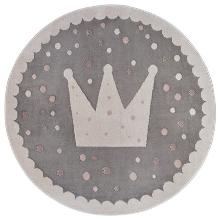 Home Collectie Vloerkleed Kids Crown Rond - Grijs