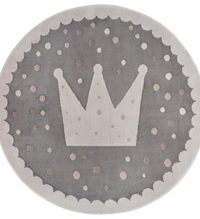 Home Collectie Vloerkleed Kids Crown Rond - Grijs