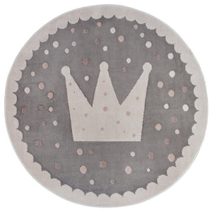 Home Collectie Vloerkleed Kids Crown Rond - Grijs