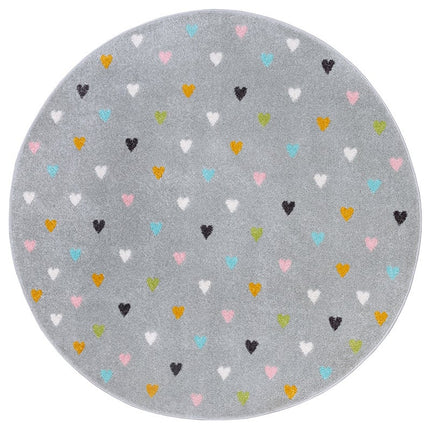Home Collectie Vloerkleed Kids Little Hearts Rond - Grijs