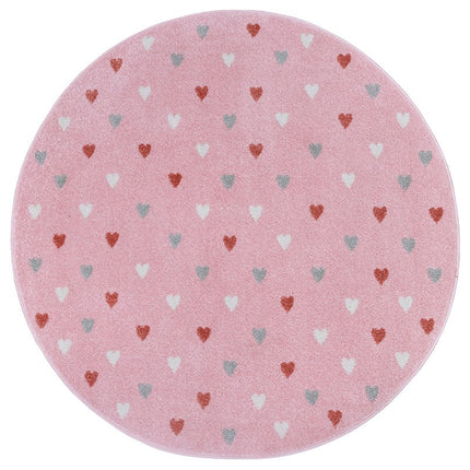 Home Collectie Vloerkleed Kids Little Hearts Rond - Roze