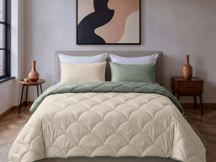 Lazy Zomerdekbed Zonder Overtrek - Double Face - Taupe/Groen