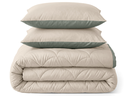 Lazy Zomerdekbed Zonder Overtrek - Double Face - Taupe/Groen