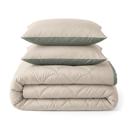 Lazy Zomerdekbed Zonder Overtrek - Double Face - Taupe/Groen