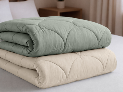 Lazy Zomerdekbed Zonder Overtrek - Double Face - Taupe/Groen