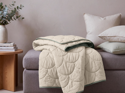 Lazy Zomerdekbed Zonder Overtrek - Double Face - Taupe/Groen