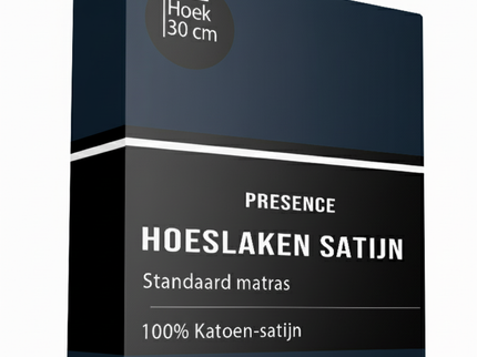 Hoeslaken Katoen Satijn Uni - Navy
