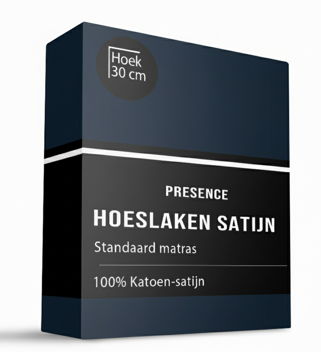 Hoeslaken Katoen Satijn Uni - Navy