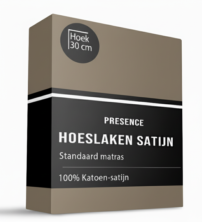 Hoeslaken Katoen Satijn Uni - Taupe