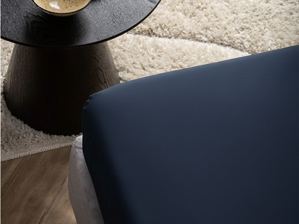 Hoeslaken Katoen Satijn Uni - Navy