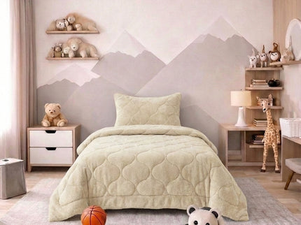 Kids Lazy Dekbed Zonder Overtrek - Teddy - Beige/Off White