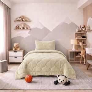Kids Lazy Dekbed Zonder Overtrek - Teddy - Beige/Off White