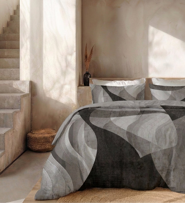 Dekbedovertrek Percale Katoen - Abstract Marble - Grijs