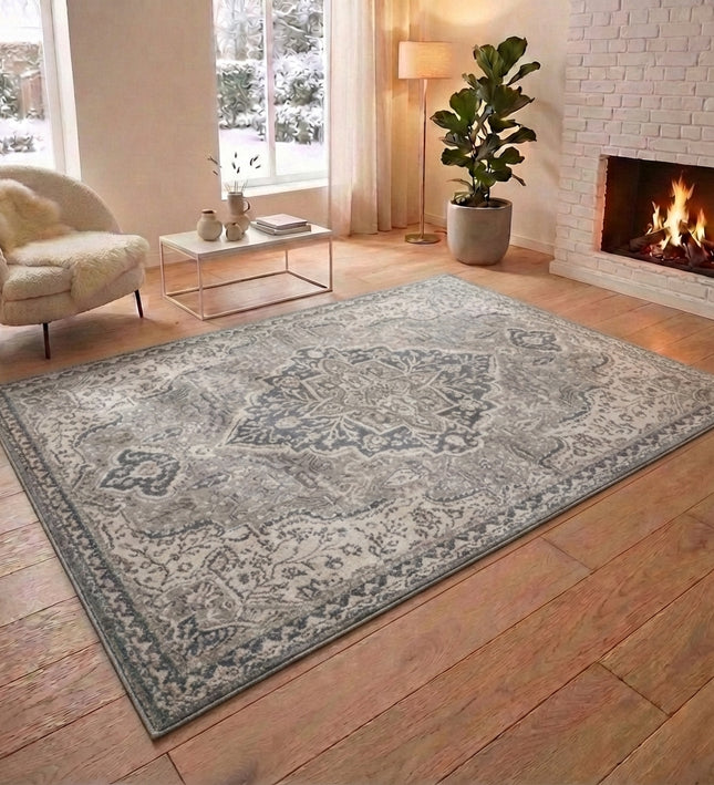 Vloerkleed Vintage Genevieve - Grijs/Crème