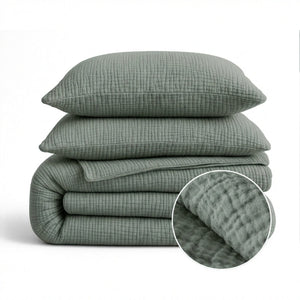 Lazy Dekbed Zonder Overtrek - Katoen Mousseline - Groen