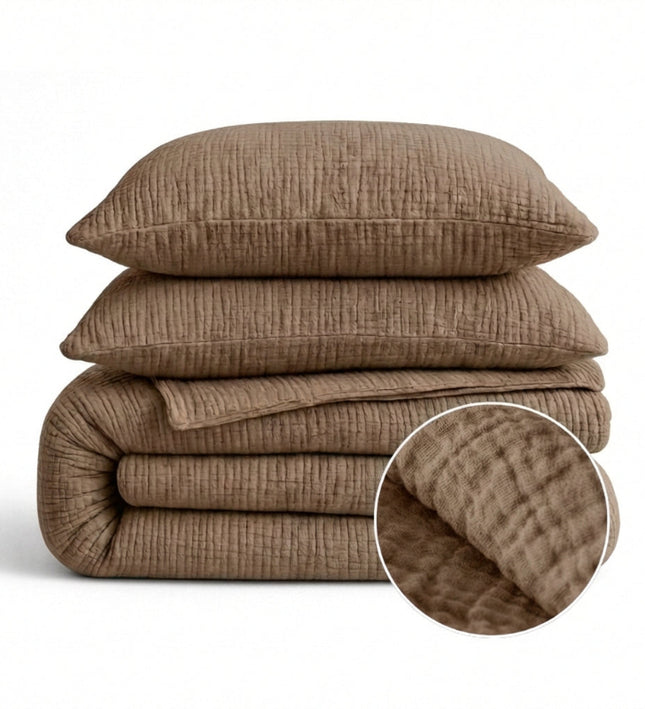 Lazy Dekbed Zonder Overtrek - Katoen Mousseline - Donker Taupe