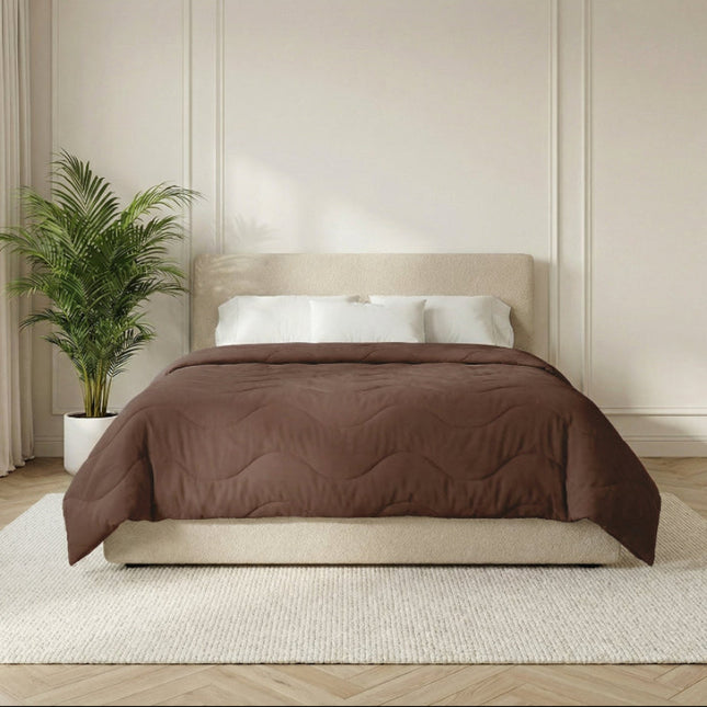 Easy Dekbed Zonder Overtrek Wave Uni - Bruin