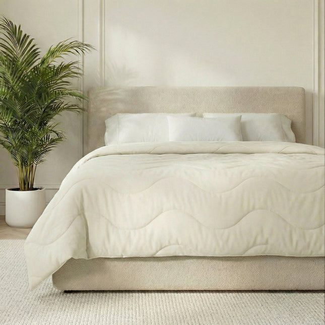 Easy Dekbed Zonder Overtrek Wave Uni - Crème