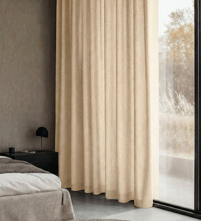 Gordijnen met Linnen Look - Haken of Ringen - Beige