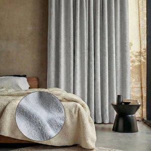 Gordijnen Bouclé - Ringen - Lichtgrijs