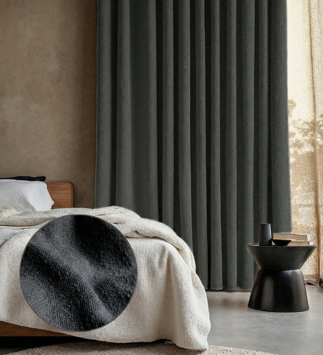 Gordijnen Bouclé - Haken of Ringen - Antraciet