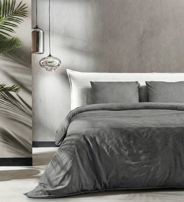 Dekbedovertrek Katoen Flanel - Uni - Antraciet