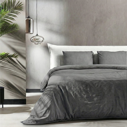 Dekbedovertrek Katoen Flanel - Uni - Antraciet