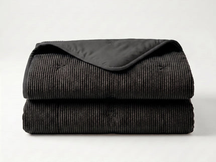 Easy Dekbed Zonder Overtrek Corduroy - Antraciet/Zwart