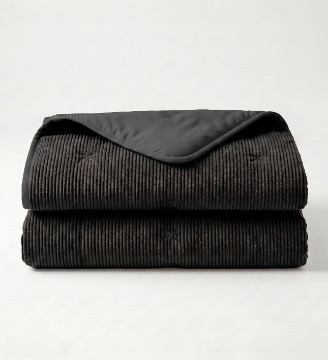 Easy Dekbed Zonder Overtrek Corduroy - Antraciet/Zwart