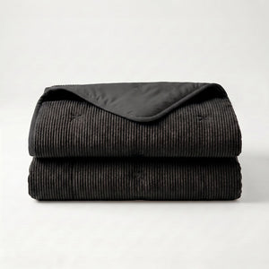 Easy Dekbed Zonder Overtrek Corduroy - Antraciet/Zwart