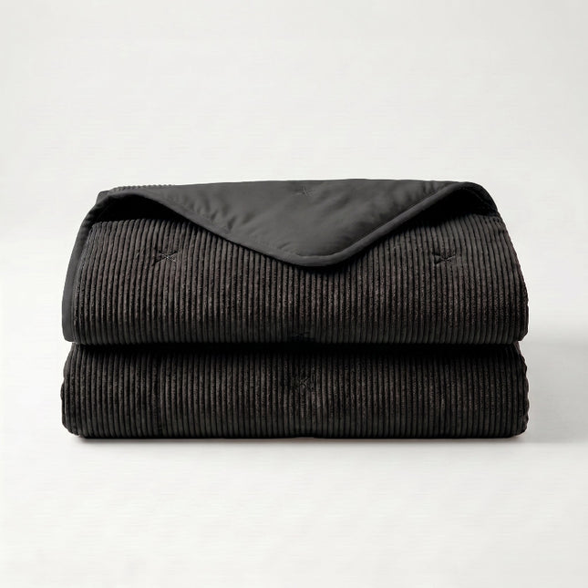 Easy Dekbed Zonder Overtrek Corduroy - Antraciet/Zwart