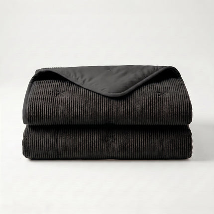Easy Dekbed Zonder Overtrek Corduroy - Antraciet/Zwart