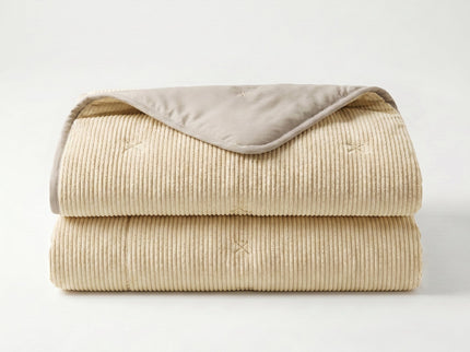 Easy Dekbed Zonder Overtrek Corduroy - Champagne/Taupe