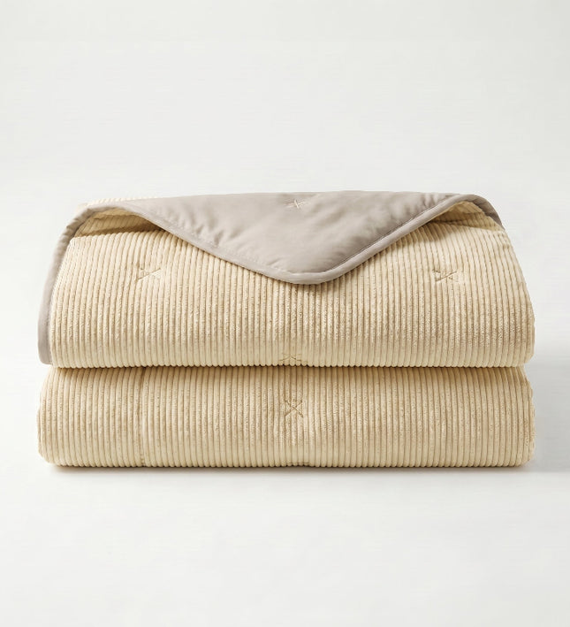 Easy Dekbed Zonder Overtrek Corduroy - Champagne/Taupe