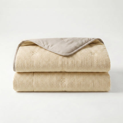 Easy Dekbed Zonder Overtrek Corduroy - Champagne/Taupe