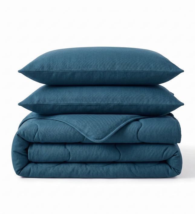 Easy Dekbed Zonder Overtrek Jersey Melange - Blauw