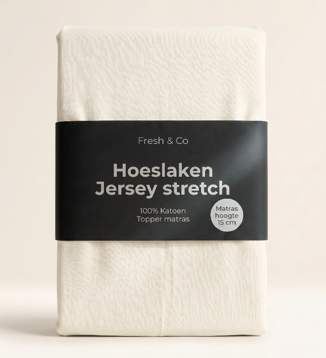 Topper Hoeslaken - Katoen Jersey Stretch - Crème